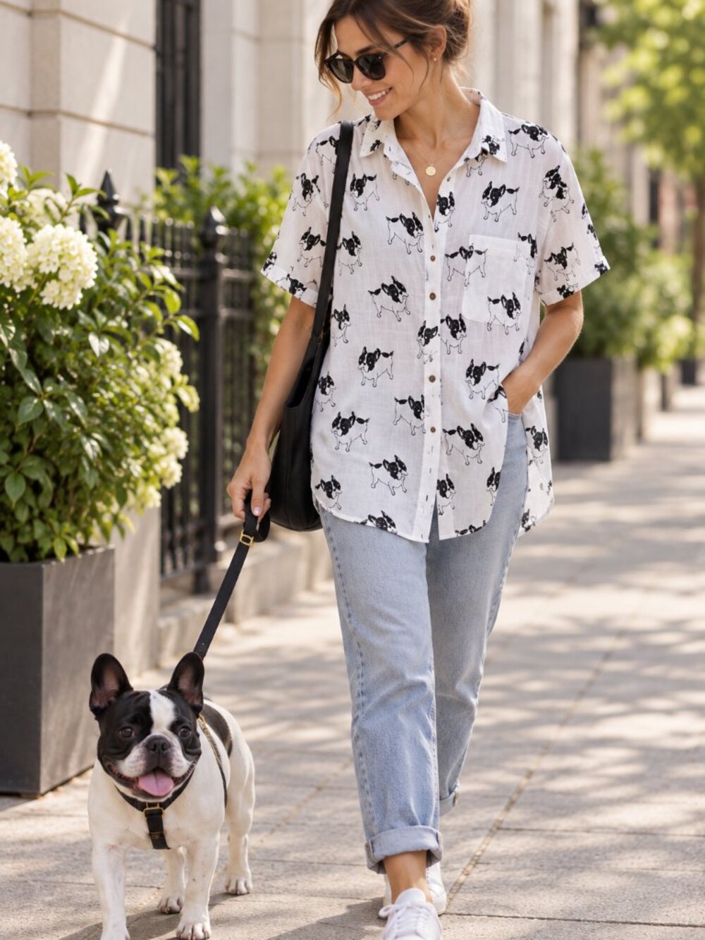 100% Cotton Cool French Bulldog Print Shirt PTP 21/22